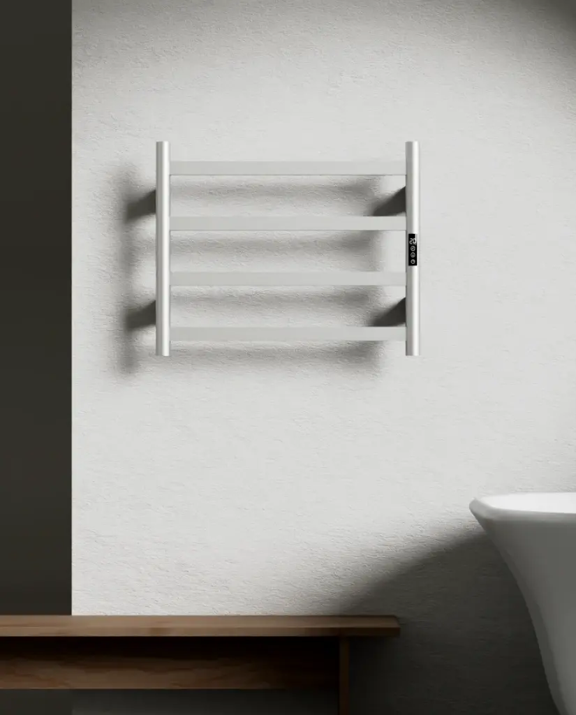 Sèche serviette 57.3x47.4x9.3cm, 90W, Inox brossé, Kalia   
