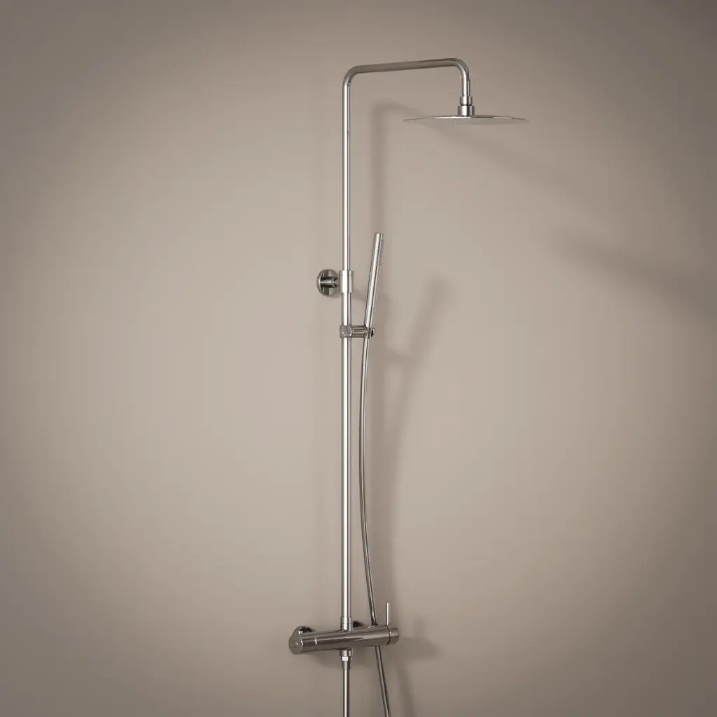 Colonne de douche mitigeur, Ø25cm, douchette tube chromé, Châtelet III