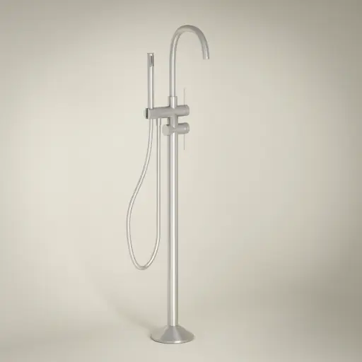 Robinet mitigeur de baignoire sur pied, Silver white, Madeleine            