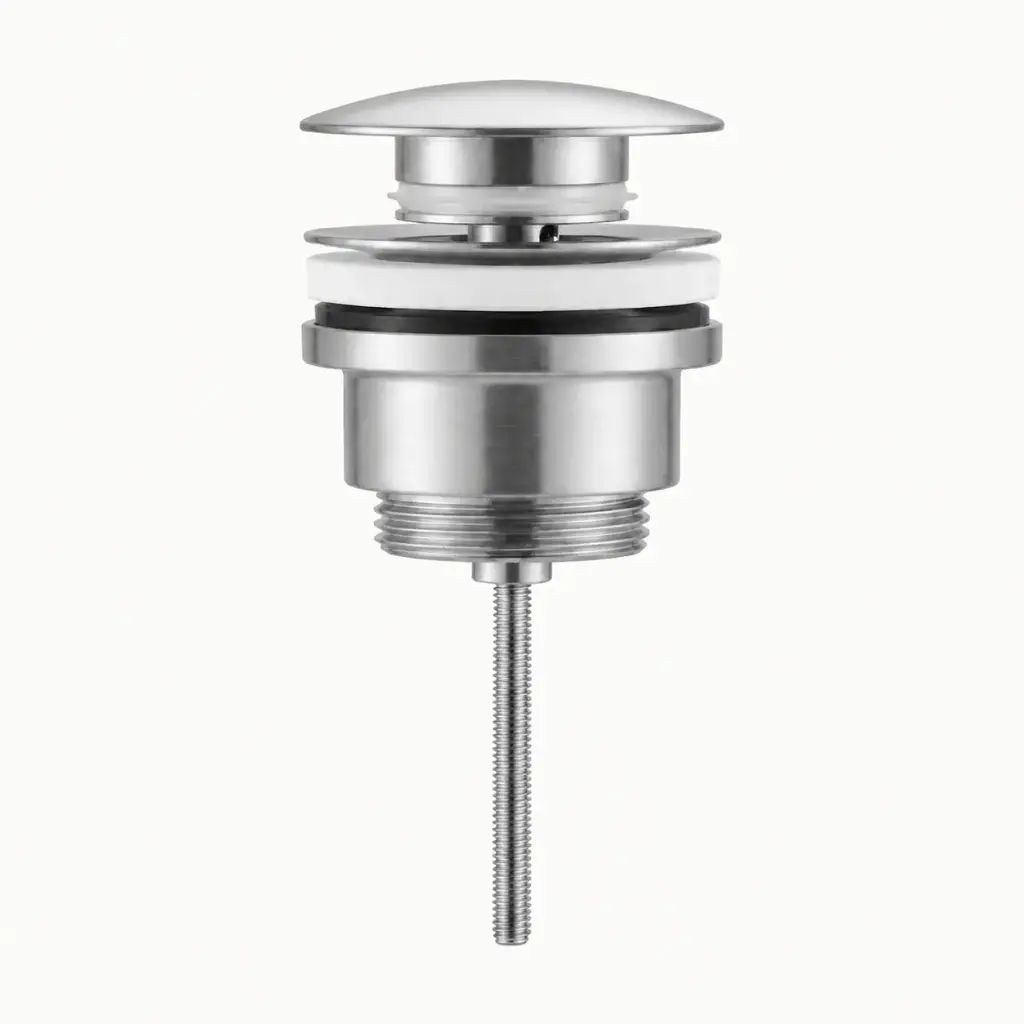Bonde lavabo clic-clac ou fixe universelle en inox finition Silver white