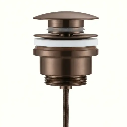 Bonde lavabo clic-clac ou fixe universelle en inox finition Café