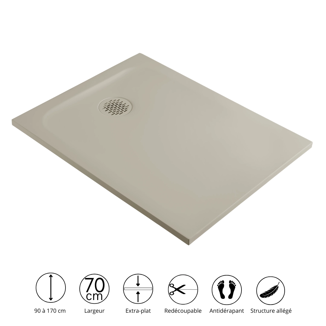 Receveur de douche résine minérale Beige 70 cm - Cotton