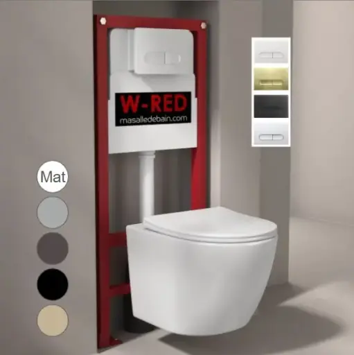 PACK Bati autoportant, cuvette compact et plaque rectangulaire au choix