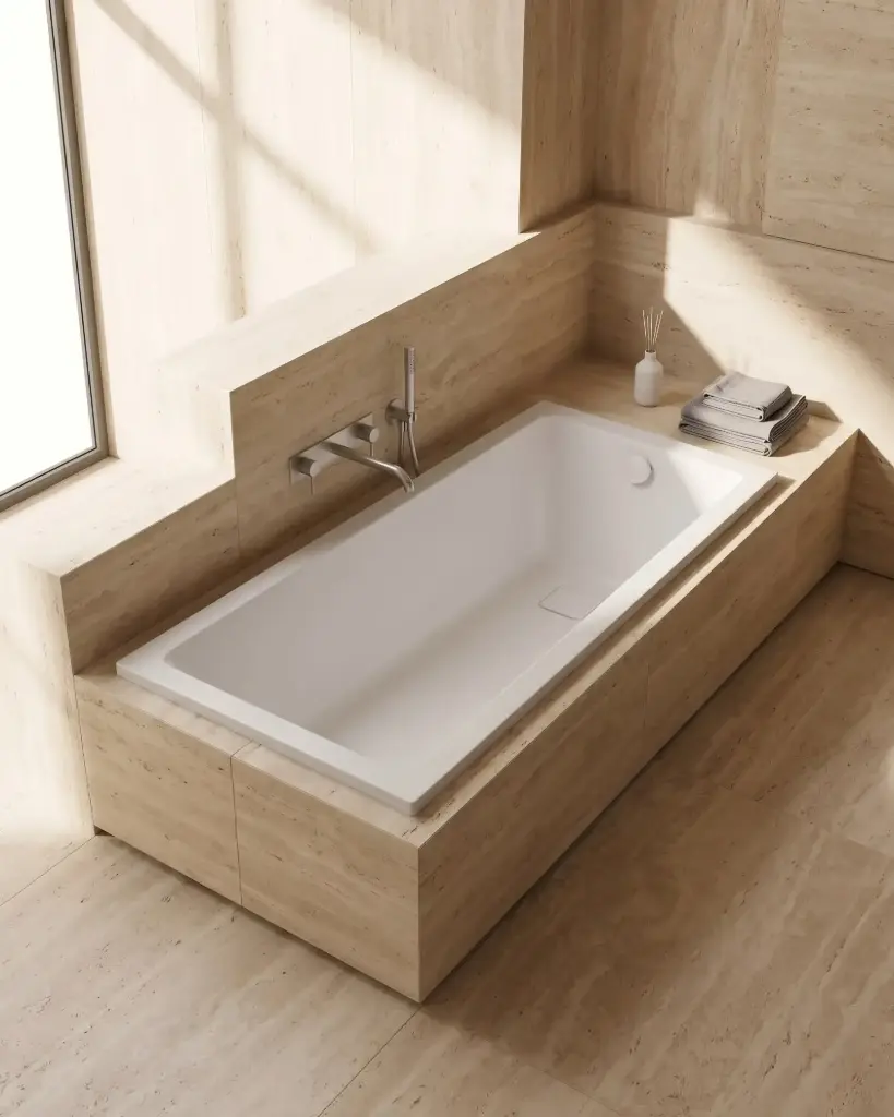 Baignoire rectangulaire acrylique Blanc Mat 180x80 cm – Lavezzi