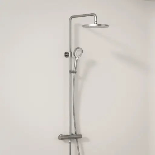 Colonne de douche avec mitigeur thermostatique, Inox brossé, Chatelet 