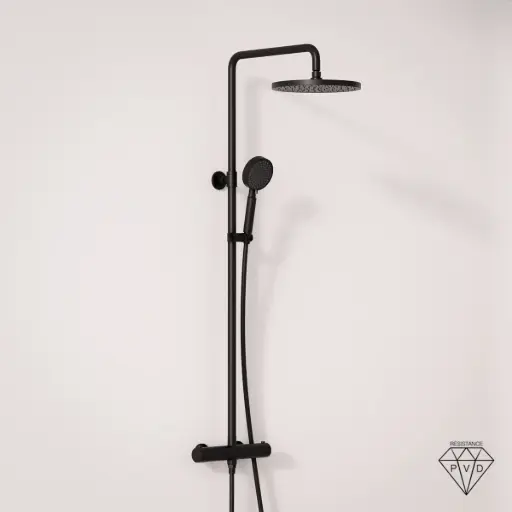 Colonne de douche avec mitigeur thermostatique, Noir brossé, Chatelet 