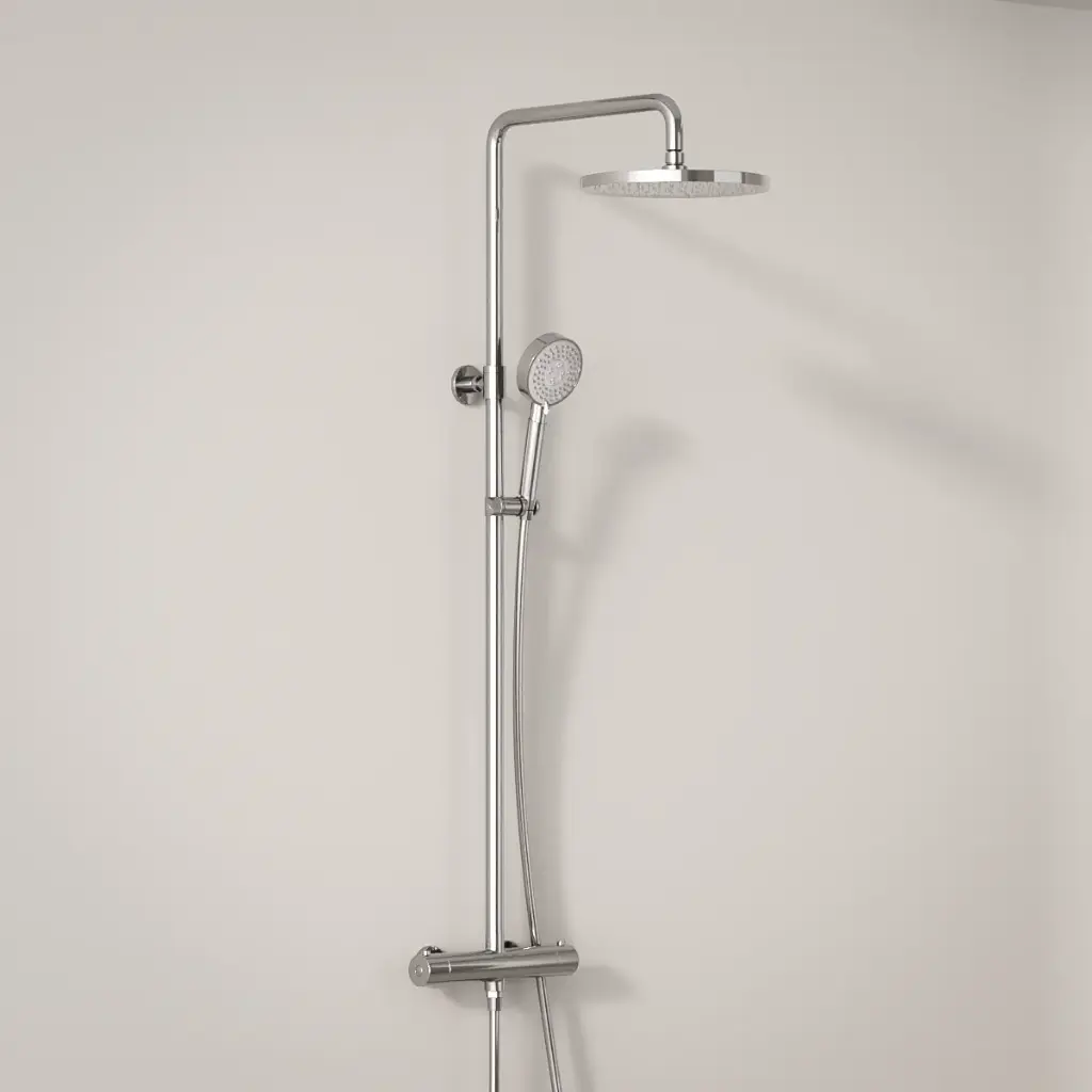 Colonne de douche avec mitigeur thermostatique, Chromé, Chatelet 