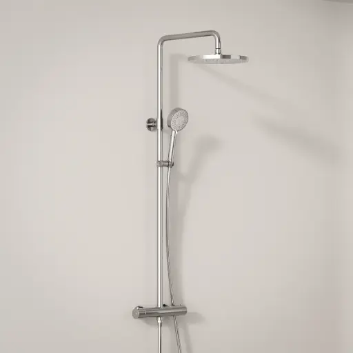 Colonne de douche avec mitigeur thermostatique, Chromé, Chatelet 