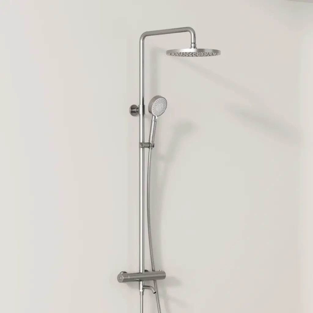 Colonne bain douche thermostatique, inox brossé, Châtelet