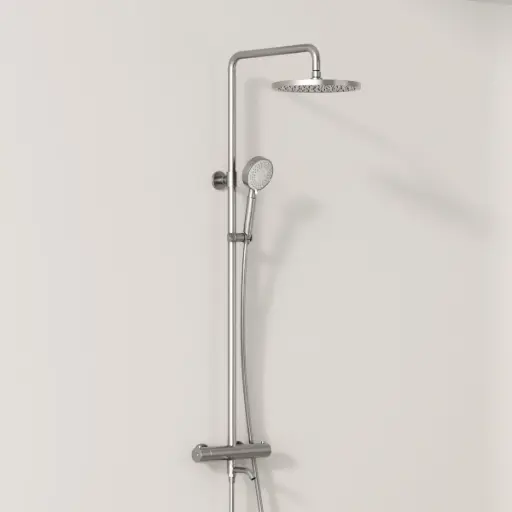 Colonne bain douche thermostatique, inox brossé, Châtelet