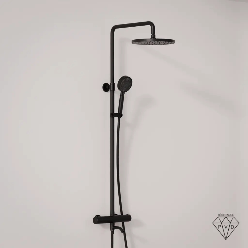 Colonne bain douche thermostatique Noir brossé, Châtelet 