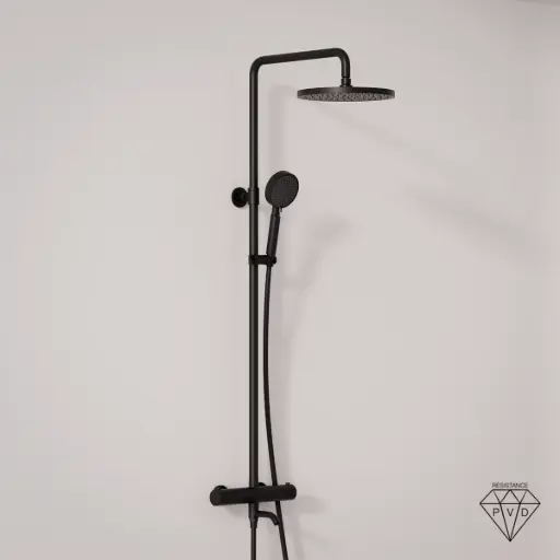 Colonne bain douche thermostatique Noir brossé, Châtelet 