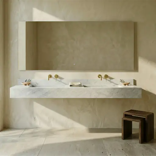 Plan vasque sur-mesure, en marbre, 600 à 2200mm, Lake