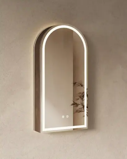 Armoire de toilette arche LED en noyer 45x90 cm – Luna