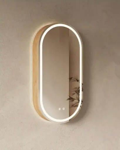Armoire de toilette oblongue rétroéclairée LED en chêne 45x90 cm – Siena
