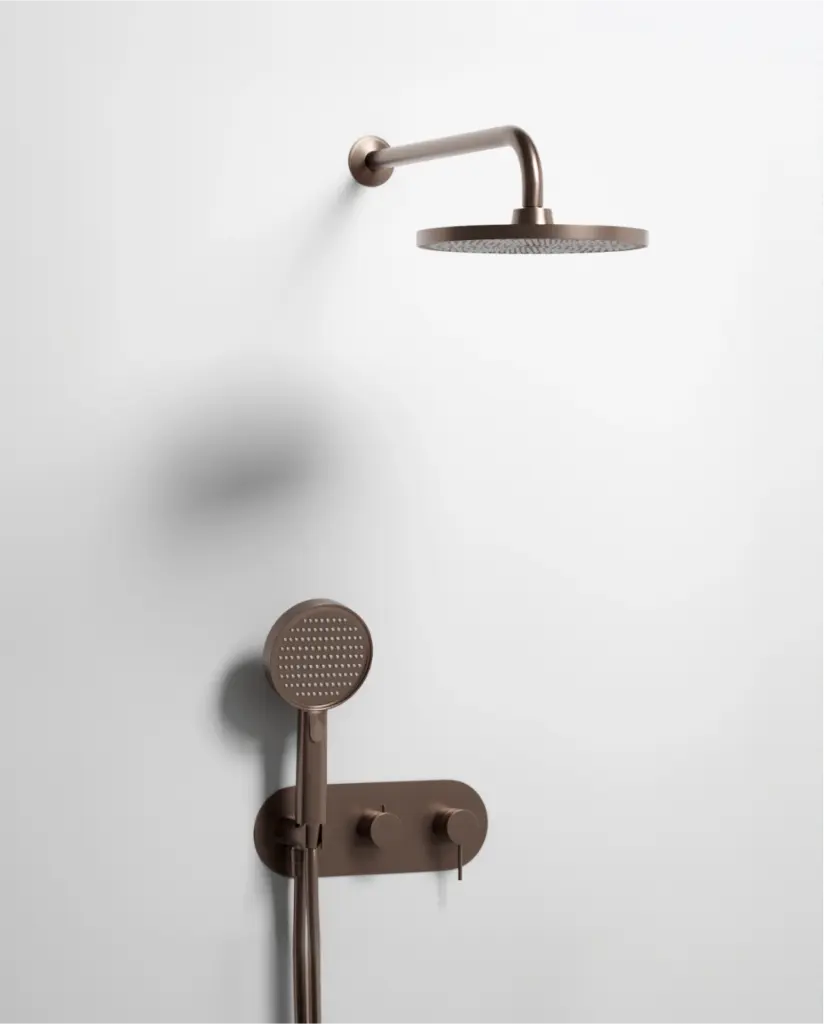 Composition mitigeur de douche encastrée avec plaque, Café, Madeleine     