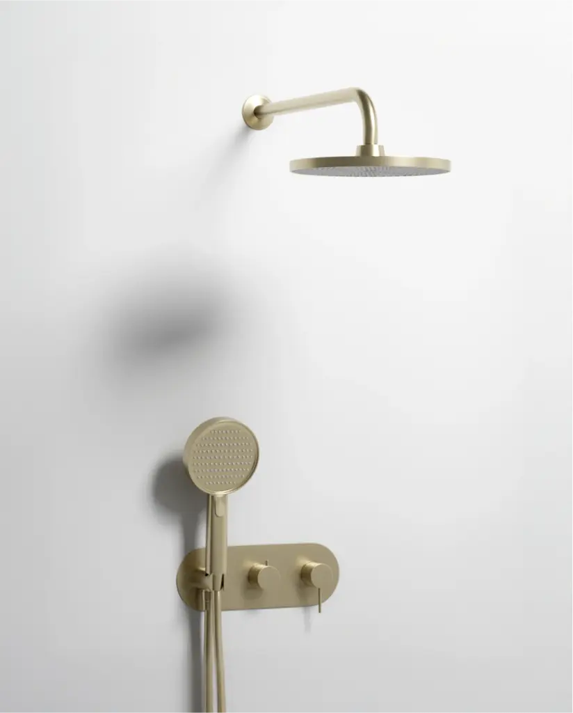 Composition mitigeur de douche encastrée avec plaque, Champagne, Madeleine 