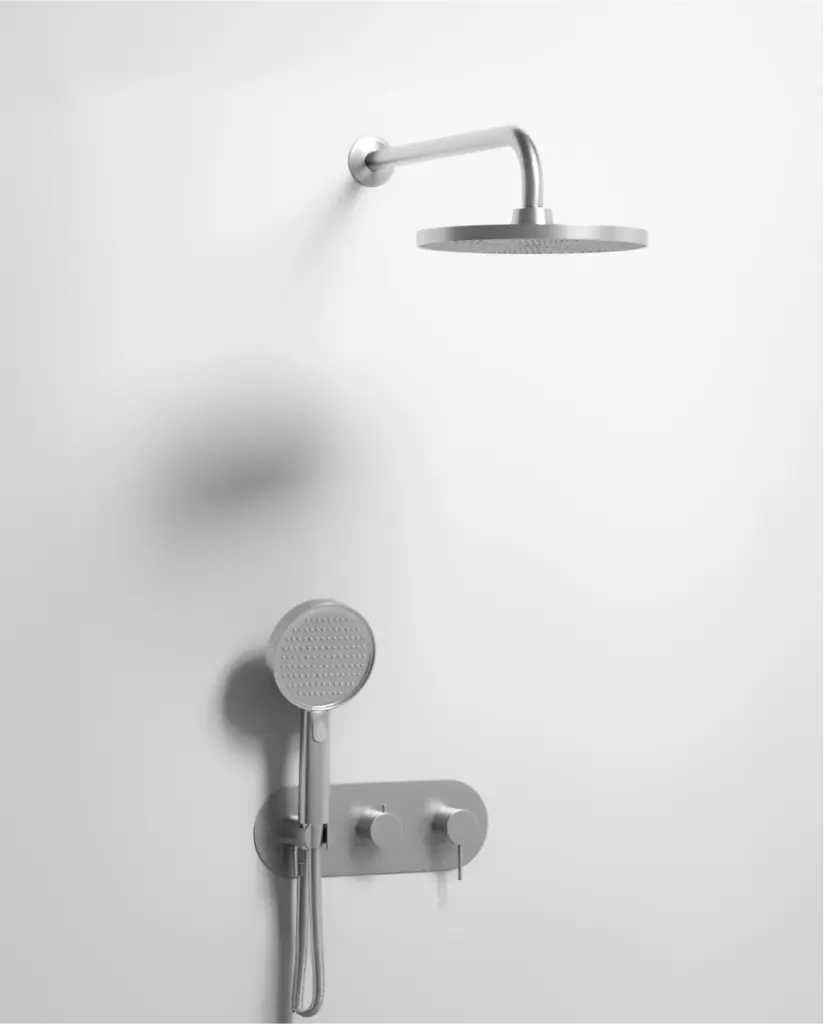 Composition mitigeur de douche encastrée avec plaque, Silver white, Madeleine  