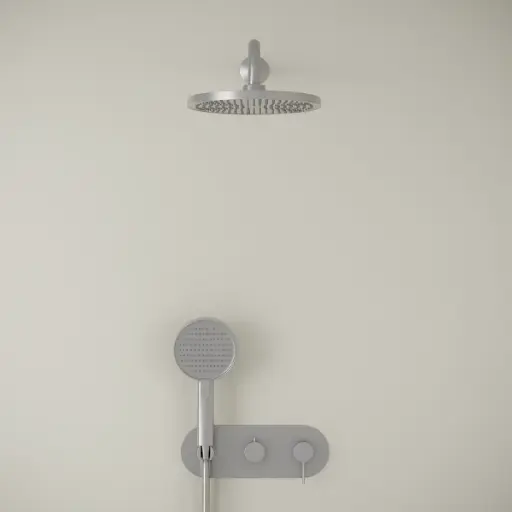 Composition mitigeur de douche encastrée avec plaque, Silver white, Madeleine  