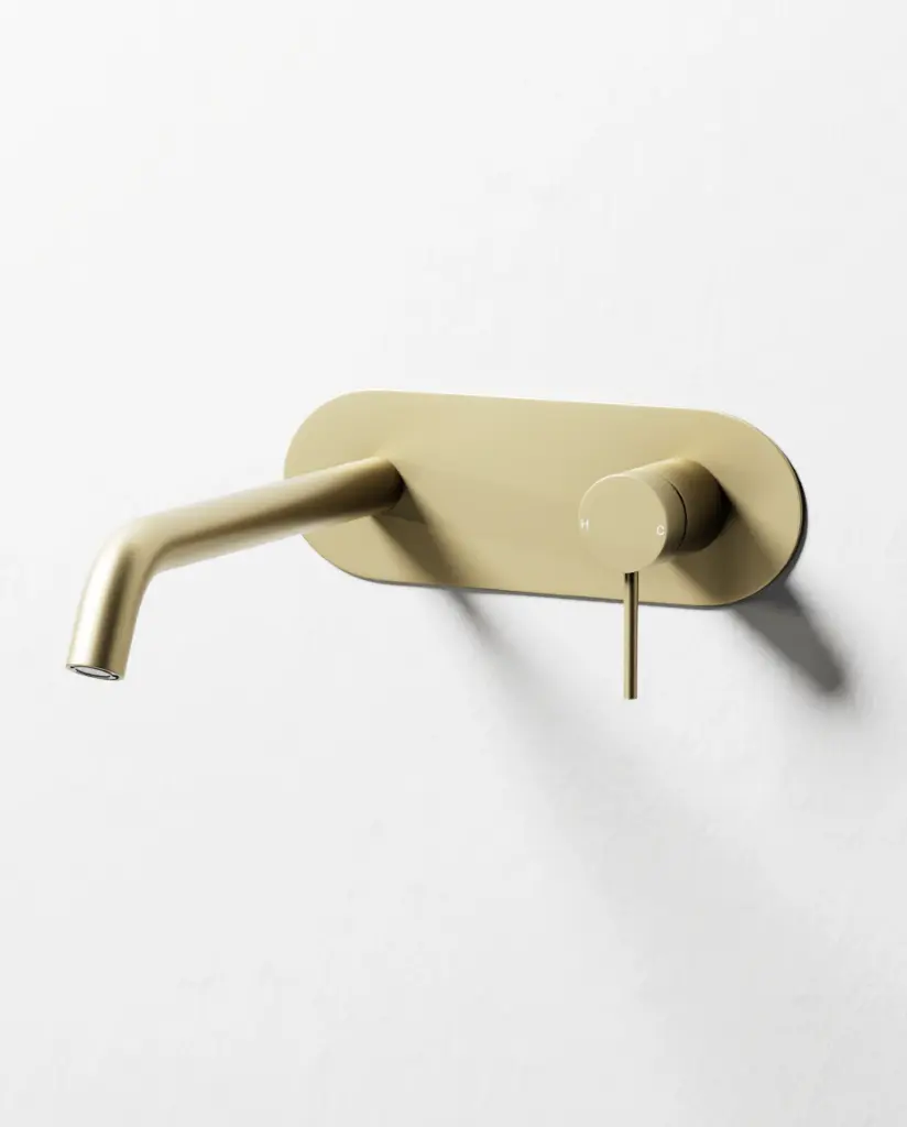 Mitigeur lavabo encastré avec plaque, Champagne, Madeleine