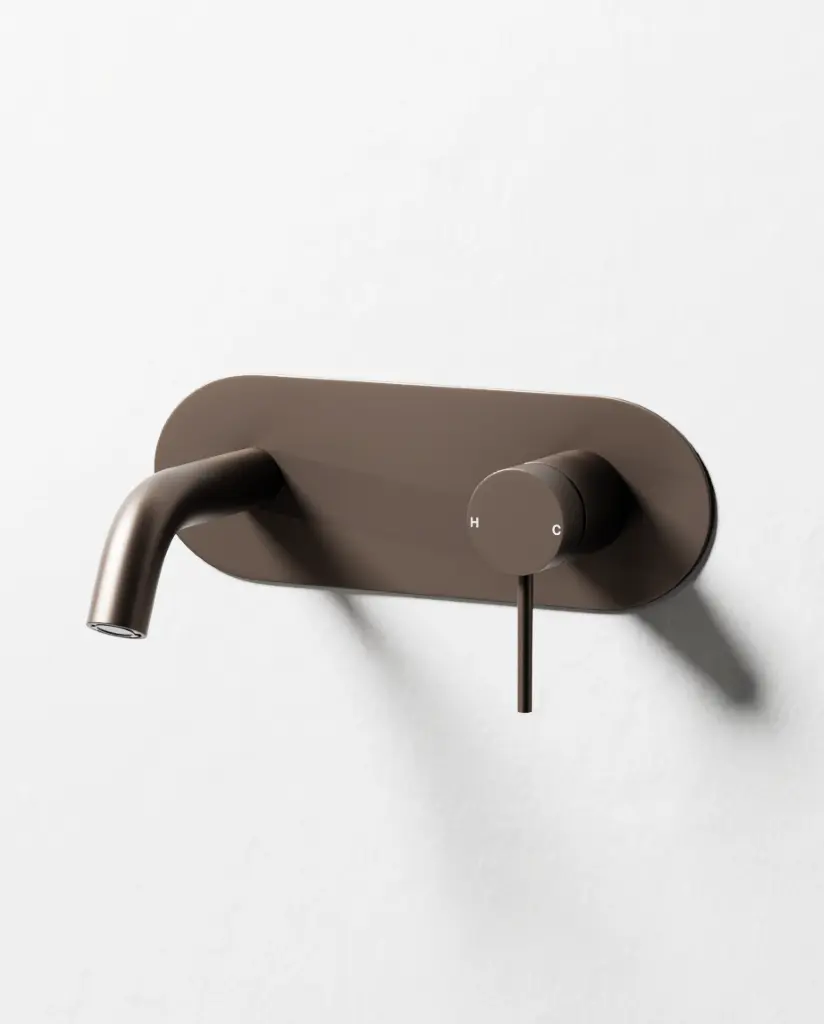 Mitigeur lavabo encastré avec plaque, Café, Madeleine