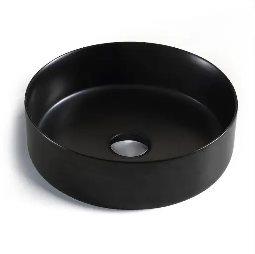 Vasque à poser ronde 35cm noir mat, Délicate