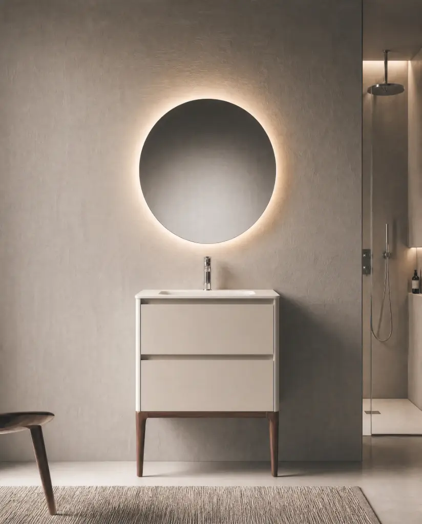 Meuble vasque avec ou sans pieds 80cm, Beige mat, Vendome