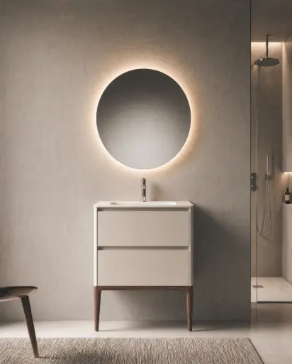 Meuble vasque avec ou sans pieds 80cm, Beige mat, Vendome