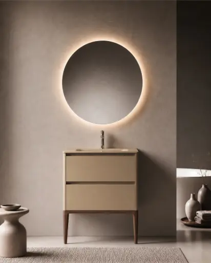 Meuble vasque avec ou sans pieds 80cm, Cappuccino mat, Vendome
