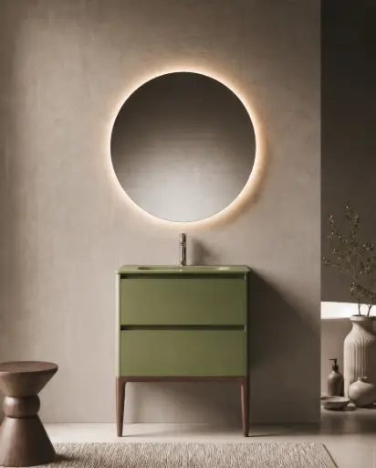 Meuble vasque avec ou sans pieds 80cm, Vert jonc mat, Vendome