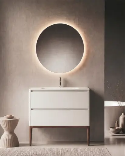 Meuble vasque avec ou sans pieds 100cm, Blanc mat, Vendome