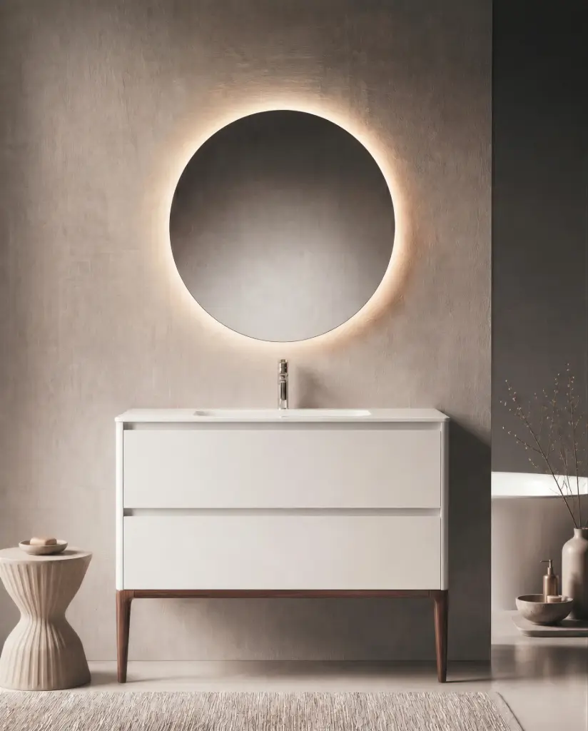 Meuble vasque avec ou sans pieds 120cm, Blanc mat, Vendome