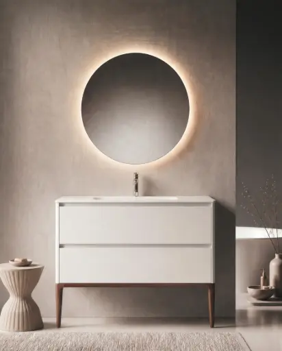 Meuble vasque avec ou sans pieds 120cm, Blanc mat, Vendome