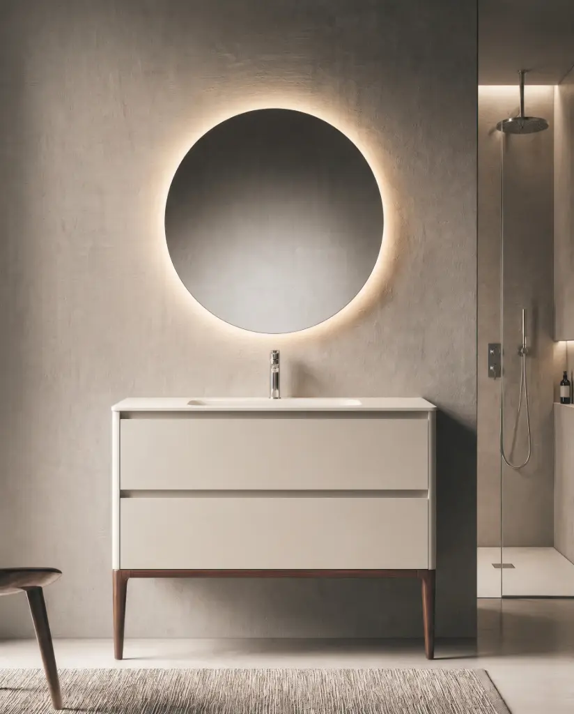 Meuble vasque avec ou sans pieds 120cm, Beige mat, Vendome