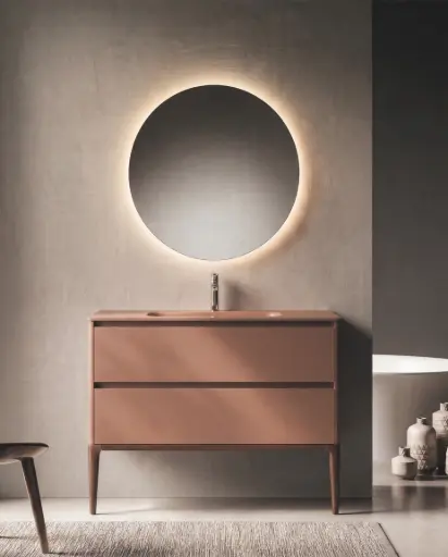 Meuble vasque avec ou sans pieds 120cm, Terracotta mat, Vendome