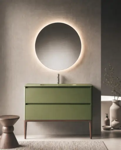 Meuble vasque avec ou sans pieds 120cm, Vert jonc mat, Vendome