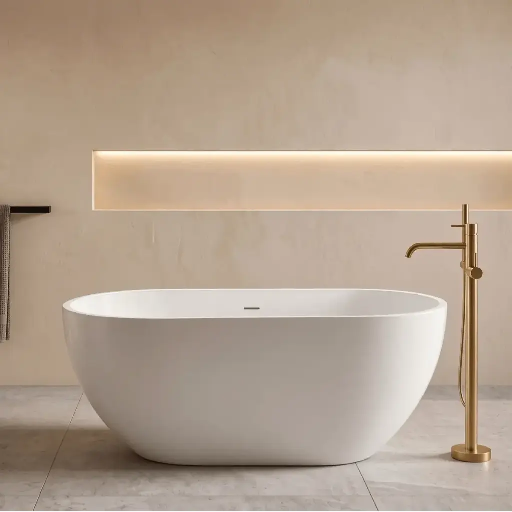 Baignoire îlot ovale, 140 à 170cm, Blanc Mat, Calipso