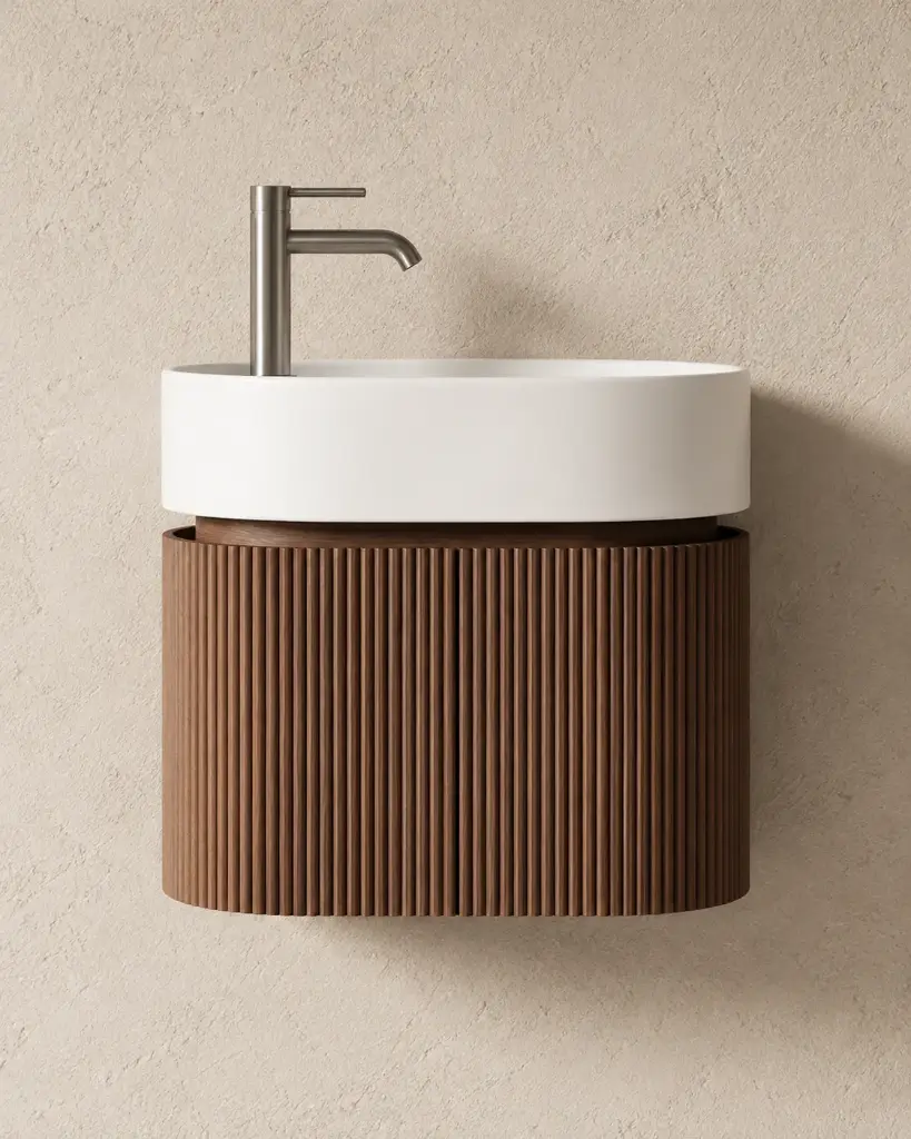 Meuble avec vasque 60x37, oblong, noyer, Omnia