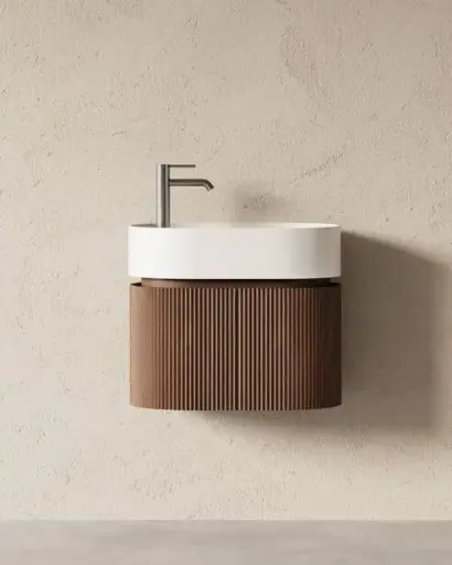 Meuble avec vasque 60x37, oblong, noyer, Omnia