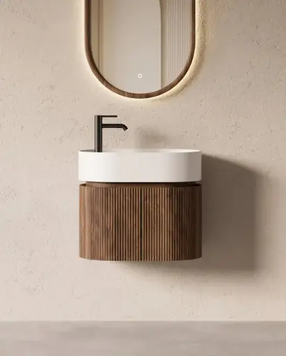 Meuble avec vasque 60x37, oblong, noyer, Omnia 